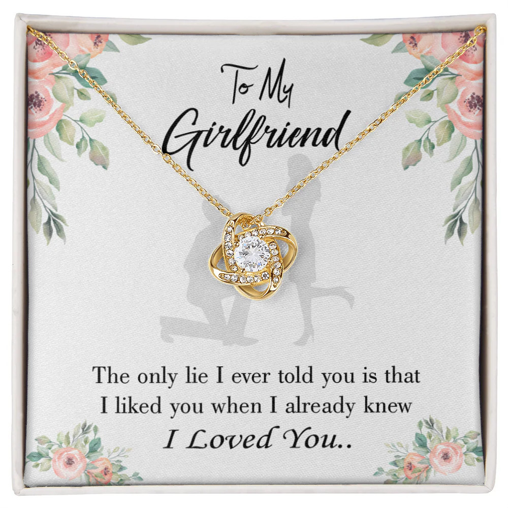 Girlfriend I Knew I Loved You Infinity Knot Cz Necklace Gold Tone Standard Box